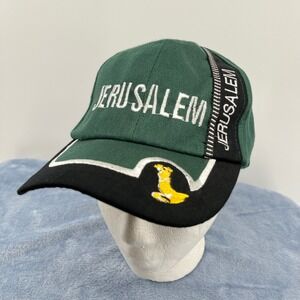 Jerusalem Strapback Baseball Cap Israel Green One Size Adjustable Embroidered